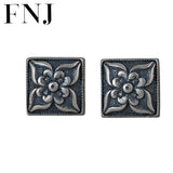 Cross Flower Square Earrings 925 Silver Stud Earring