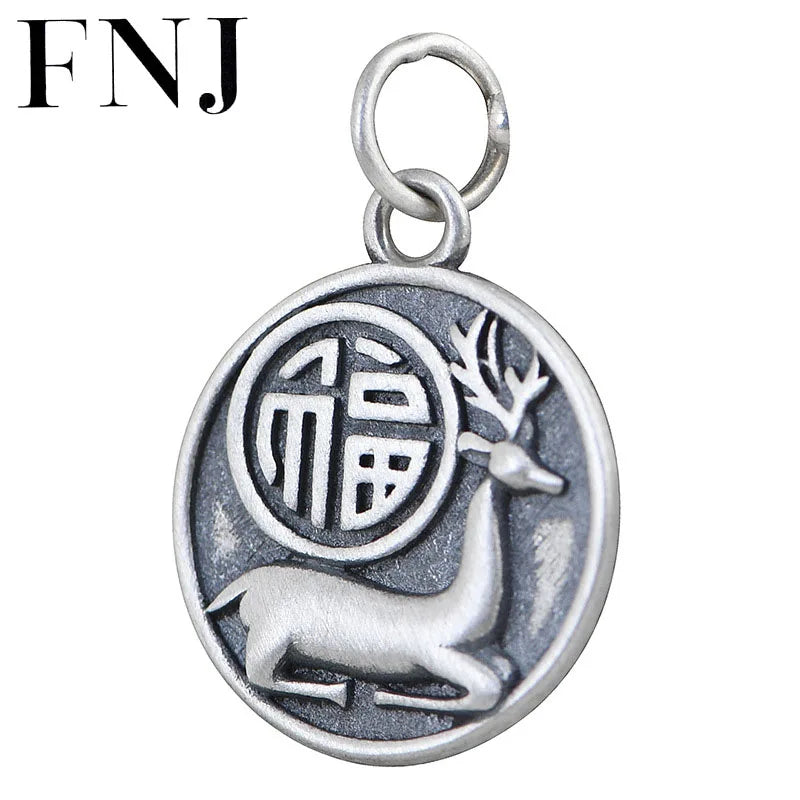 DIY Round 925 Silver Deer Pendant Jewelry Making Women Fine Animal