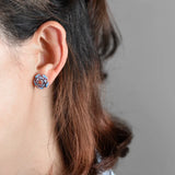 Enamel Flower Earrings 925 Silver Stud