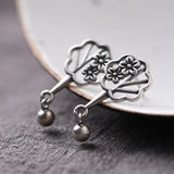 925 Silver Flower Drop Earrings for Women