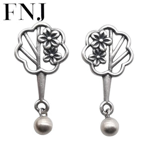 925 Silver Flower Drop Earrings for Women