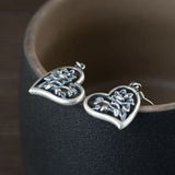 925 Silver Flower Heart Earrings S925 Sterling Silver Drop Earring