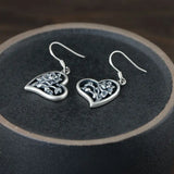 925 Silver Flower Heart Earrings S925 Sterling Silver Drop Earring