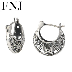 925 Silver Flower Hoop Earrings for Women