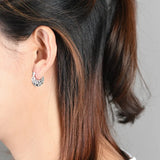 925 Silver Flower Hoop Earrings for Women