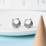 925 Silver Flower Hoop Earrings for Women