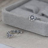 Flowers Hoop Earrings 925 Silver Pure S925 Sterling Silver Earrings for Women