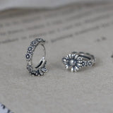 Flowers Hoop Earrings 925 Silver Pure S925 Sterling Silver Earrings for Women