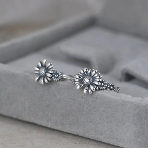 Flowers Hoop Earrings 925 Silver Pure S925 Sterling Silver Earrings for Women
