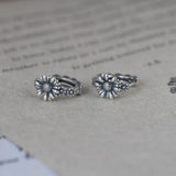 Flowers Hoop Earrings 925 Silver Pure S925 Sterling Silver Earrings for Women