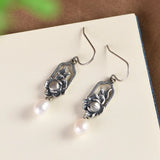 Freshwater Pearl Flower Drop Earrings 925 Silver S925 Sterling Silver Earring
