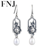 Freshwater Pearl Flower Drop Earrings 925 Silver S925 Sterling Silver Earring