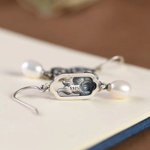 Freshwater Pearl Flower Drop Earrings 925 Silver S925 Sterling Silver Earring