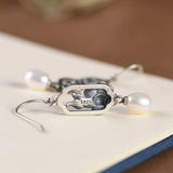 Freshwater Pearl Flower Drop Earrings 925 Silver S925 Sterling Silver Earring