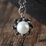 Freshwater Pearl Flower Pendant 990 Silver for Jewelry Making
