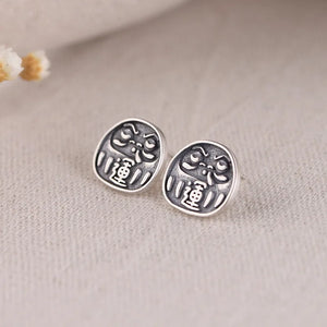 Luck Cartoon Face Earrings 925 Silver Stud Earring for Women