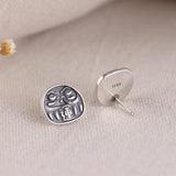 Luck Cartoon Face Earrings 925 Silver Stud Earring for Women