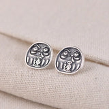 Luck Cartoon Face Earrings 925 Silver Stud Earring for Women