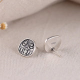 Luck Cartoon Face Earrings 925 Silver Stud Earring for Women