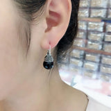 Green Agate Earrings 925 Silver Red Zircon