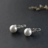 Green Agate Earrings 925 Silver Red Zircon