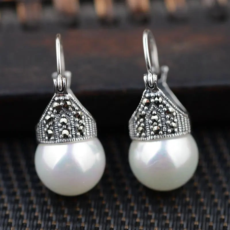 Green Agate Earrings 925 Silver Red Zircon
