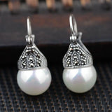Green Agate Earrings 925 Silver Red Zircon