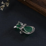 Green Chalcedony Cat Pendant 925 Silver