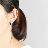 Green Heart Hoop Earrings 925 Silver S925 Sterling Silver Earrings for Women