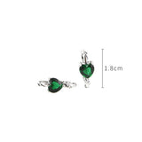 Green Heart Hoop Earrings 925 Silver S925 Sterling Silver Earrings for Women