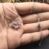 Heart Pendant Necklace Women 925 Silver Link Chain Jewelry