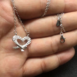 Heart Pendant Necklace Women 925 Silver Link Chain Jewelry