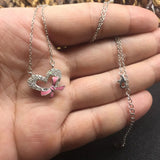 Heart Pendant Necklace Women 925 Silver Link Chain Jewelry