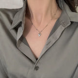 S925 Silver Heart Pendant Necklace with Link Chain for Women