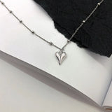 S925 Silver Heart Pendant Necklace with Link Chain for Women