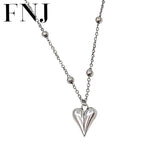 S925 Silver Heart Pendant Necklace with Link Chain for Women