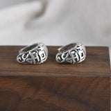 925 Silver Lucky JiXiang Hoop Earrings Original Pure S925 Sterling Silver