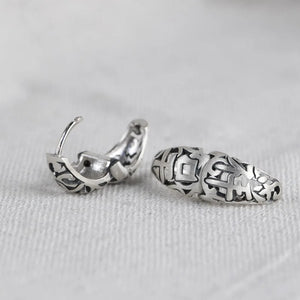 925 Silver Lucky JiXiang Hoop Earrings Original Pure S925 Sterling Silver