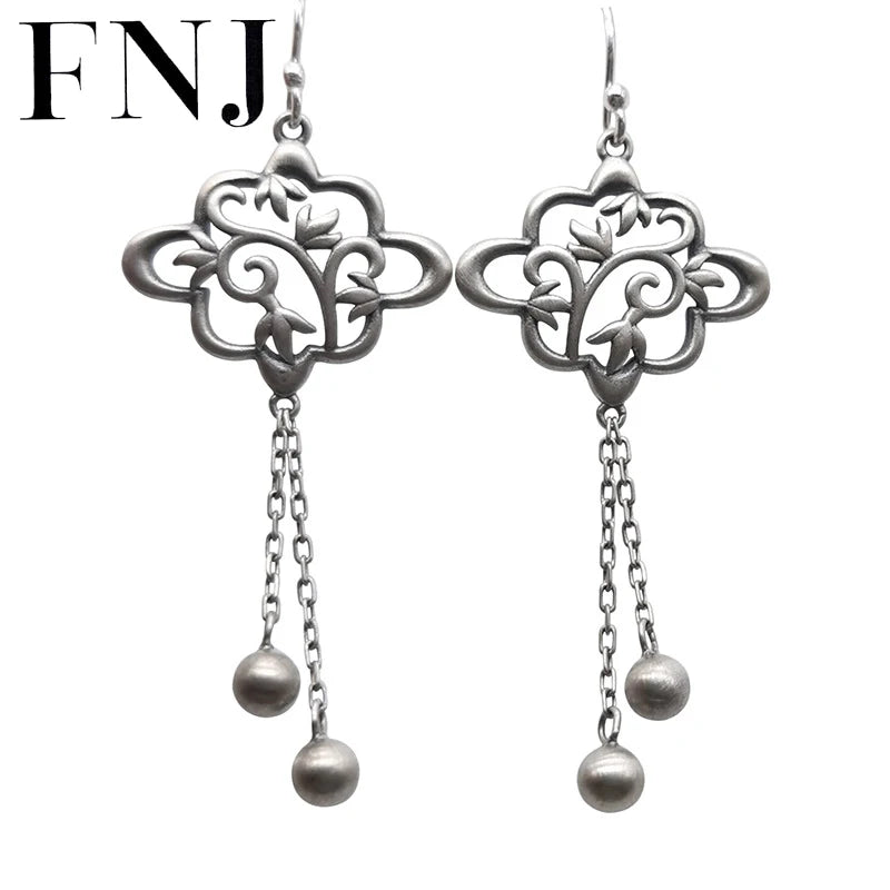 925 Silver Tassel Earrings Vintage Drop Earring for Women