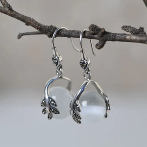 Leaf Opal Earrings 925 Silver Drop Earring for Women Jewelry