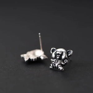 Loverly Pig Earrings 925 Silver Sterling Silver Stud Earring Women Jewelry