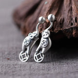 Silver Elephant Earrings 925 Stud Matte Women Jewelry