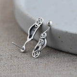 Silver Elephant Earrings 925 Stud Matte Women Jewelry