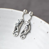 Silver Elephant Earrings 925 Stud Matte Women Jewelry