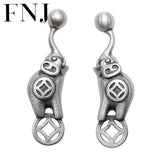 Silver Elephant Earrings 925 Stud Matte Women Jewelry