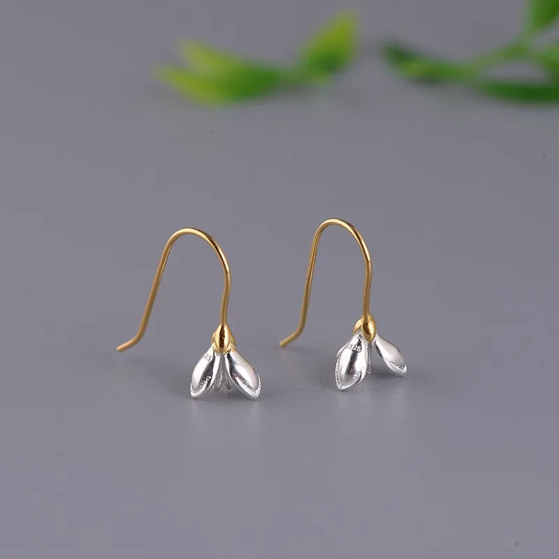 Magnolia Flower Earrings S925 Silver Drop Earring