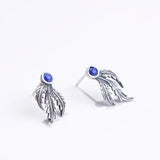 Maple Leaf Earrings 925 Silver Lapis Lazuli Stone Stud Earring Women Jewelry