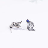 Maple Leaf Earrings 925 Silver Lapis Lazuli Stone Stud Earring Women Jewelry