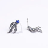 Maple Leaf Earrings 925 Silver Lapis Lazuli Stone Stud Earring Women Jewelry