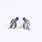 Maple Leaf Earrings 925 Silver Lapis Lazuli Stone Stud Earring Women Jewelry